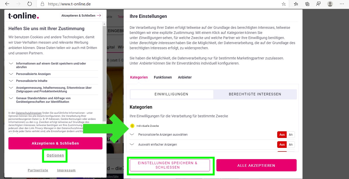 Cookies bei t-online