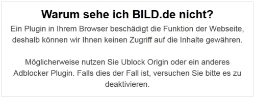 Springer-Presse mit Werbeblocker-Blocker