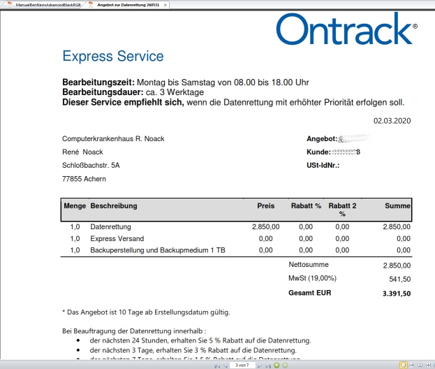 Angebot Datenrettung